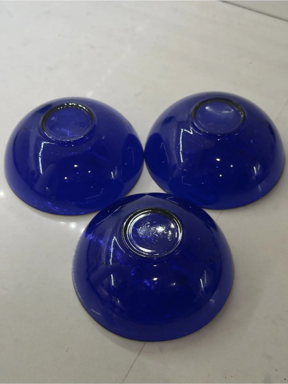 Set of 3 Cobalt Blue Glass Bowls